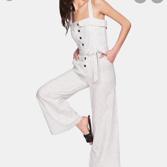 1. State Pants - 1. State Wanderlust White & Black Jumpsuit